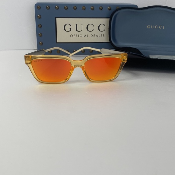New  - Gucci - GG0975S Orange Crystal/Orange Rectangular unisex Sunglasses … - Picture 7 of 16